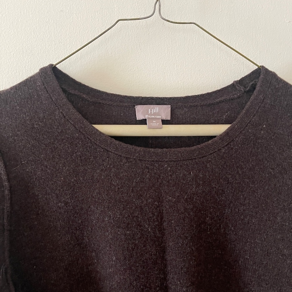 J. Jill wool cashmere Elegant walnut Brown knit Sweater Dress medium long sleeve - Picture 5 of 9